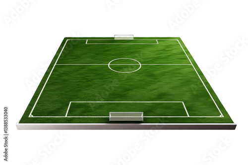 3D Rendered Realistic Soccer Field Illustration on a Transparent Background