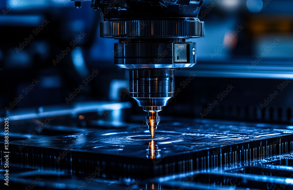 Industrial CNC Machine in Operation on Factory Production Line Industrial CNC Machine in Operation on Factory Production Line