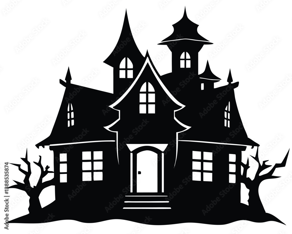 Obraz premium Haunted house isolated on white background