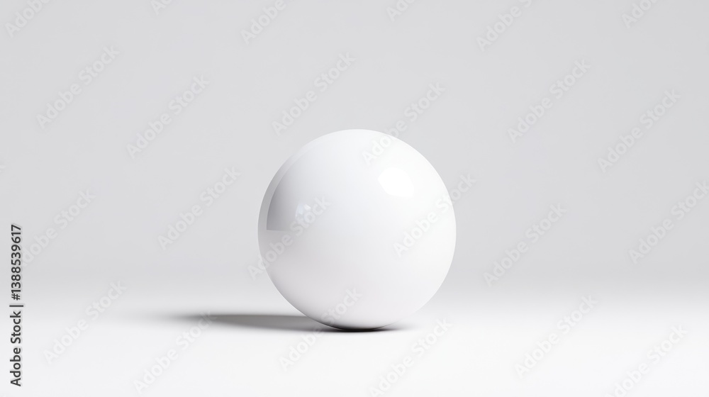 A single, perfect white sphere dominates the image. Its positioned centrally against a plain white background. The lighting is even, creating a smooth, almost reflective surface. The style is minima A single, perfect white sphere dominates the image. Its positioned centrally against a plain white background. The lighting is even, creating a smooth, almost reflective surface. The style is minima