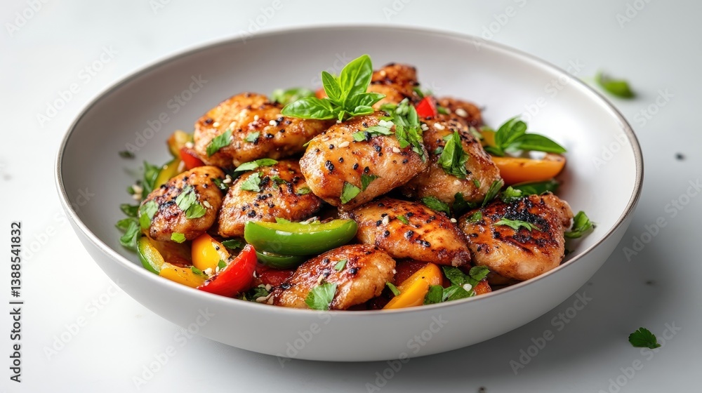 Crispy chicken with bell peppers and herbs Crispy chicken with bell peppers and herbs