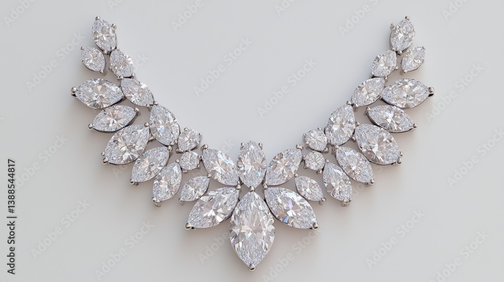 Elegant diamond necklace with marquise-cut stones Elegant diamond necklace with marquise-cut stones