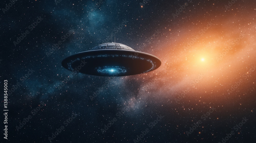 A sleek, futuristic spaceship hovers in space, surrounded by a starry backdrop and a glowing celestial body, evoking a sense of mystery and exploration. A sleek, futuristic spaceship hovers in space, surrounded by a starry backdrop and a glowing celestial body, evoking a sense of mystery and exploration.