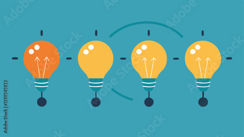 Light Bulb Moments A series of light bulbs turning on symbolizing moments of realization and understanding in the habit formation process. Each bulb represents an aha moment