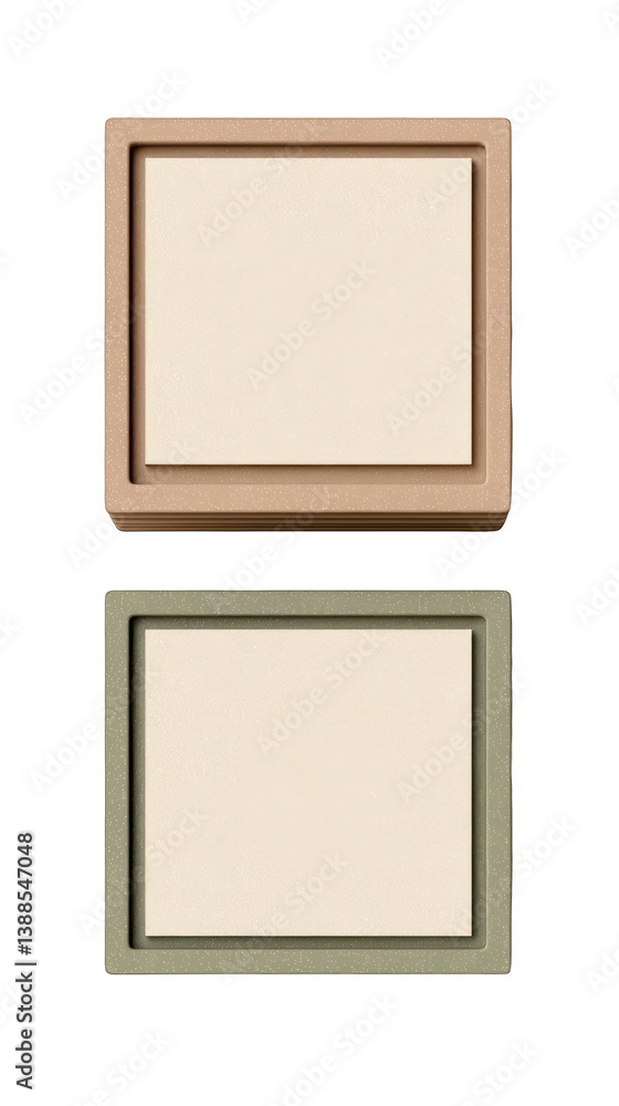 Fototapeta premium Abstract Two Square Frames With Textured Surface on Transparent Background