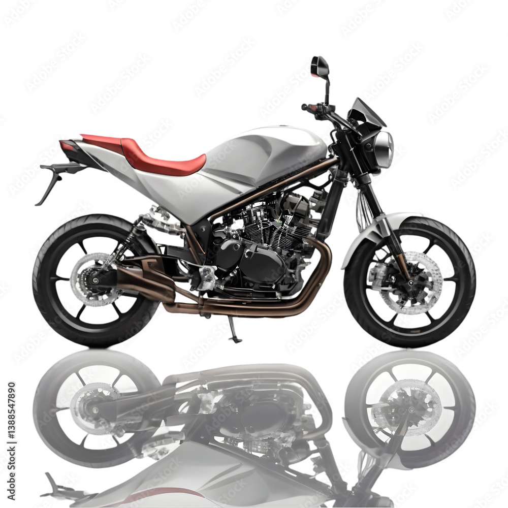 Silver Motorcycle: Images & Specs isolated on transparent background Silver Motorcycle: Images & Specs isolated on transparent background