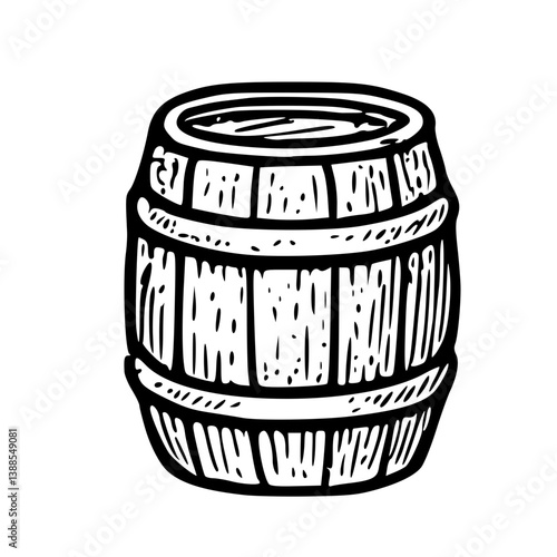 Hand-drawn Wooden Barrel