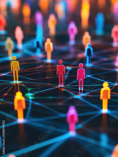 Colorful figures on digital grid convey the essence of diverse customer insights and the impact of personalized marketing strategies in modern business