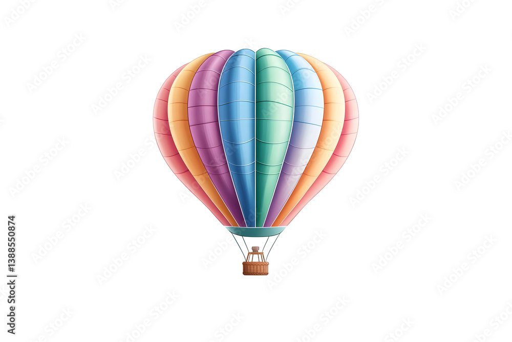 Naklejka premium Colorful Hot Air Balloon Illustration On Isolated Black Background PNG