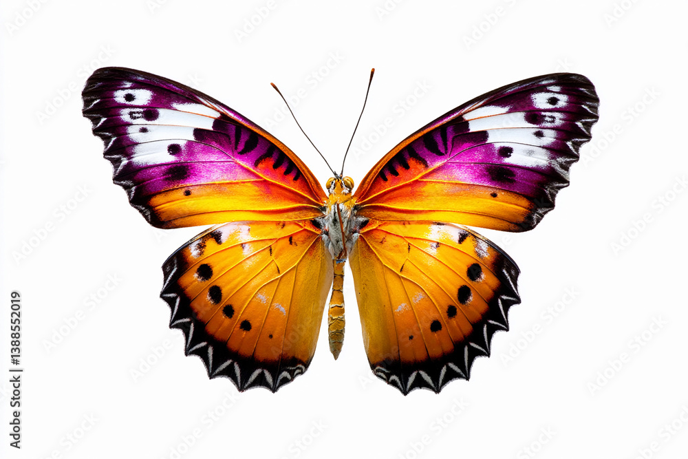 Colorful butterfly perched with wings spread wide, showcasing vibrant patterns and details Colorful butterfly perched with wings spread wide, showcasing vibrant patterns and details
