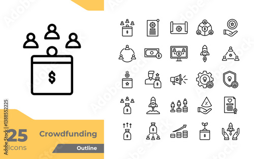 Crowdfunding Outline Icons