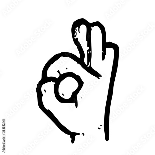 Hand Gesture OK Sign - Doodle Style