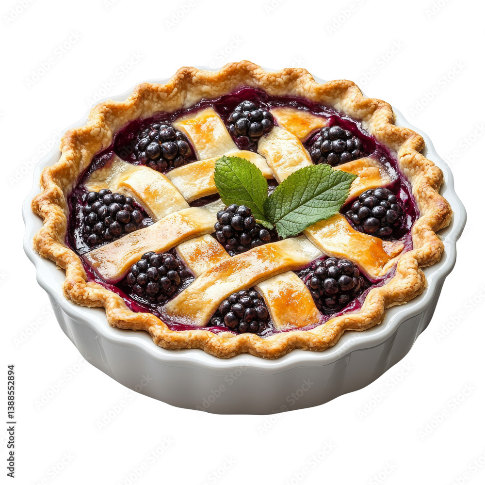A delicious blackberry pie with a golden crust and decorative lattice top. A delicious blackberry pie with a golden crust and decorative lattice top.