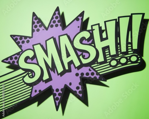 Vibrant Cartoon Explosion: Smash Graphic Illustration on a green background