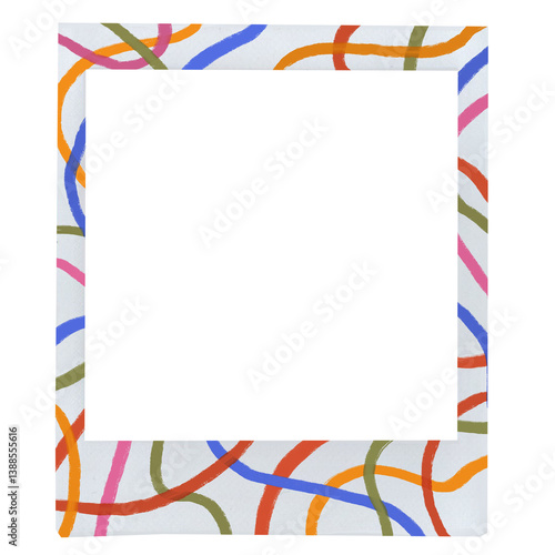 White square photo frame with colorful lines design