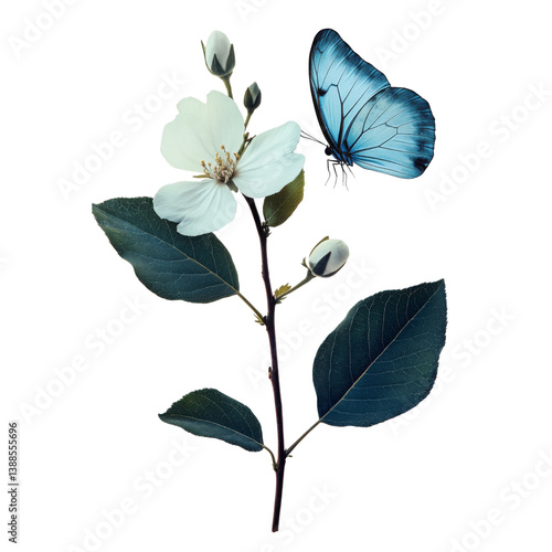 Obraz na płótnie A delicate flower with a butterfly perched on it, symbolizing nature's beauty and harmony. w salonie