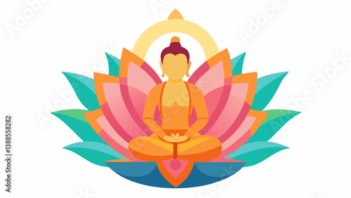 Lotus with Buddha inside for Vesak Day illustration vector