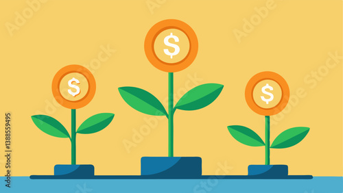 Coins to Growth A visual of coins transitioning into growing plants with dollar signs incorporated symbolizing the growth of investments through staking.