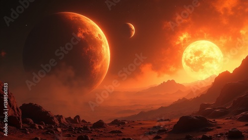 Wallpaper Mural Exoplanet Landscape With Two Moons Torontodigital.ca