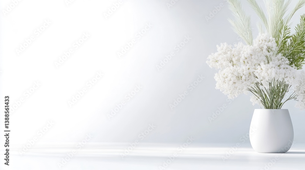 Fototapeta premium Minimalist white floral arrangement (2)