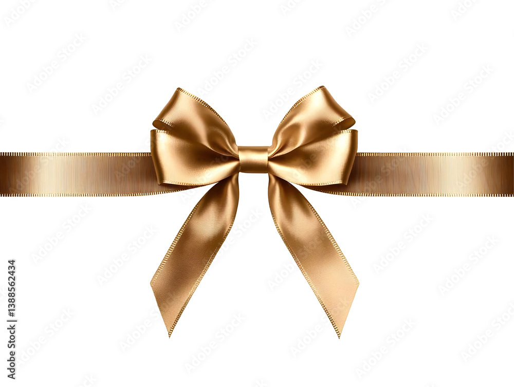 Isolated Golden Ribbon Bow Illustration On A Transparent Background for Celebration Isolated Golden Ribbon Bow Illustration On A Transparent Background for Celebration