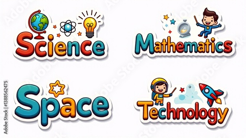 Set Of Cute Science Stickers