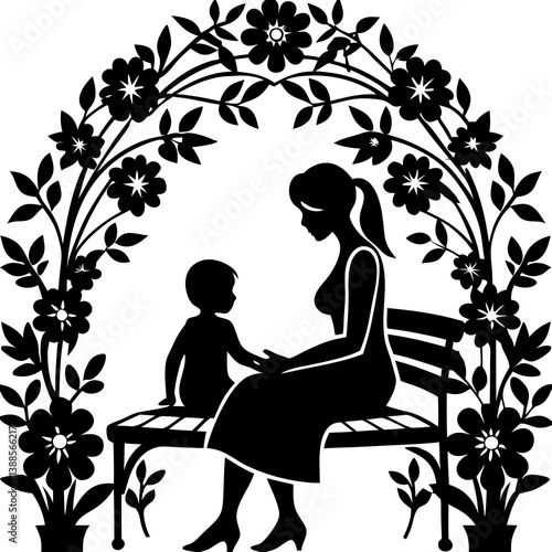 Mother and Child Forehead Silhouette