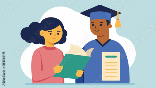 Family Planning A couple of recent graduates looking at a Family Planning brochure while a stack of loan bills sits ominously in the corner indicating how debt affects future life