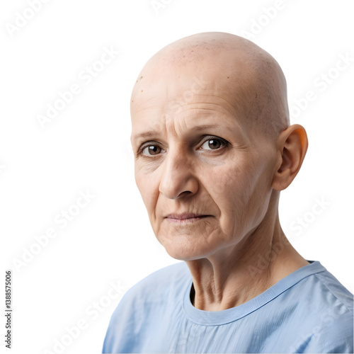 Cancer Patient Portrait isolated on transparent background