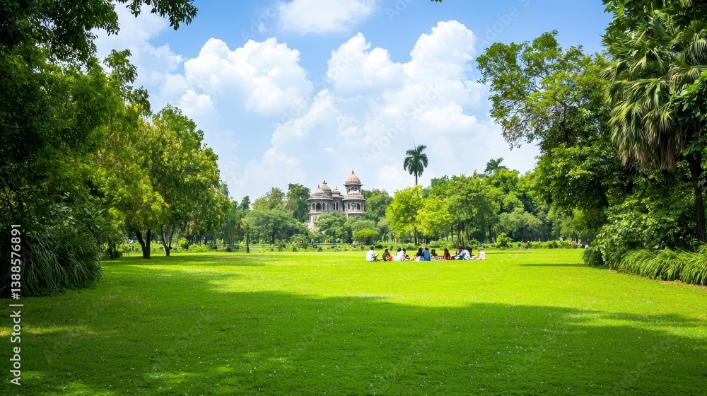 Fototapeta premium Serene Park Scene with Gathering