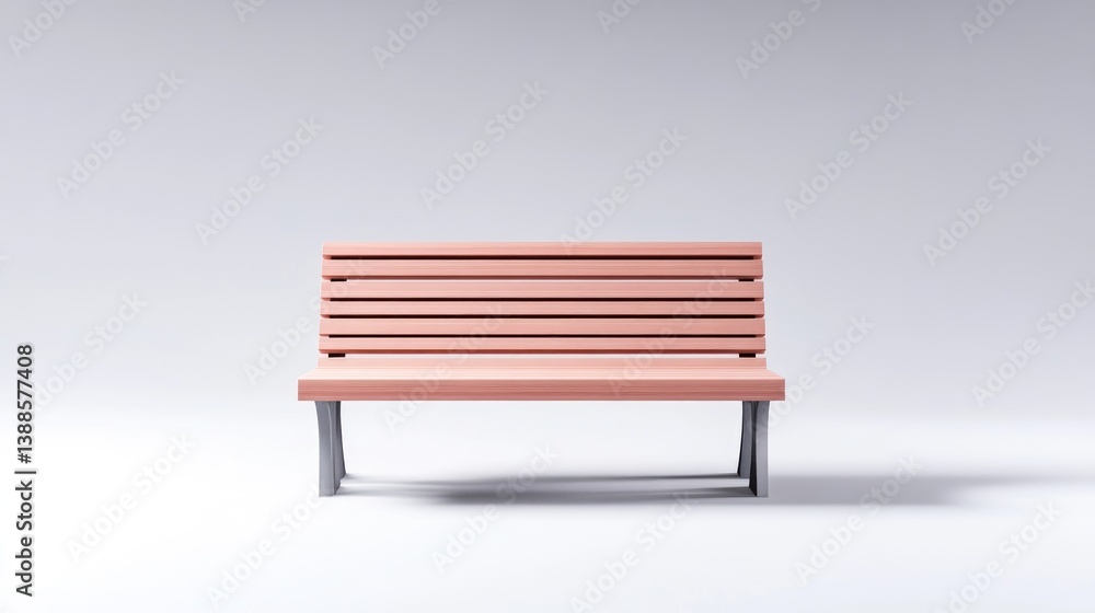 A pale pink park bench sits centrally in a minimalist setting. The bench features simple, straight lines. The image is clean, high-resolution, and features even lighting. The style is modern and si A pale pink park bench sits centrally in a minimalist setting. The bench features simple, straight lines. The image is clean, high-resolution, and features even lighting. The style is modern and si