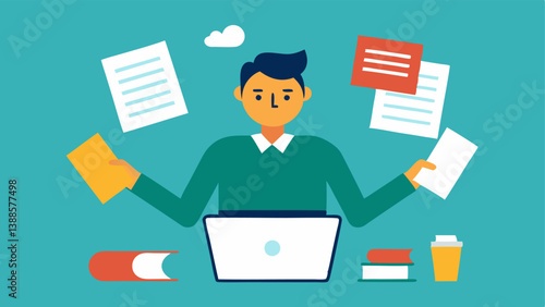 Developing Assessments A professional surrounded by printed documents creating quizzes and assignments for their online course.