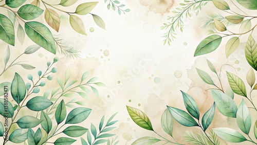 Serene Watercolor Botanical Frame Elegant Greenery and Soft Hues for Design Projects