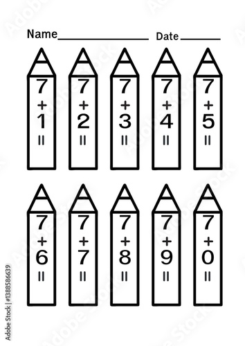 Single Digit Addition ,Worksheet , Add numbers,Mathematics,Digit 