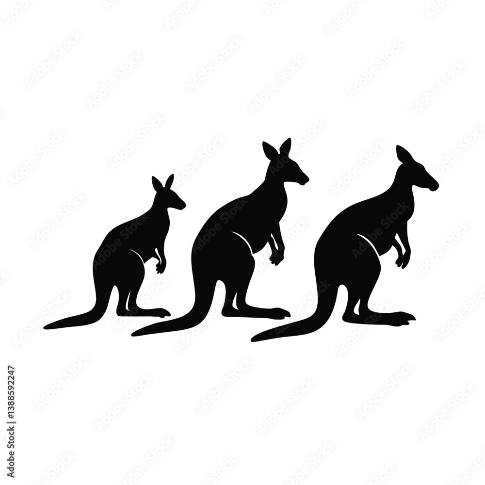 Kangaroo black silhouette vector art illustration Kangaroo black silhouette vector art illustration
