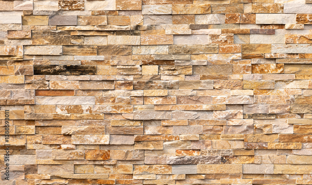 Natural Stone texture background. Beige brown color. Square rectangle shape in horizontal row stripe. Material for architectural decoration, wall cladding panel for facade, hotel, pool villa, resort. Natural Stone texture background. Beige brown color. Square rectangle shape in horizontal row stripe. Material for architectural decoration, wall cladding panel for facade, hotel, pool villa, resort.