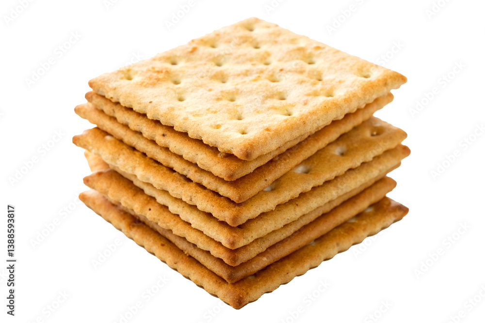 Square Salty Crackers on White Background Square Salty Crackers on White Background