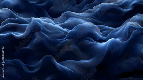Abstract 3D Blue Fabric Waves Background