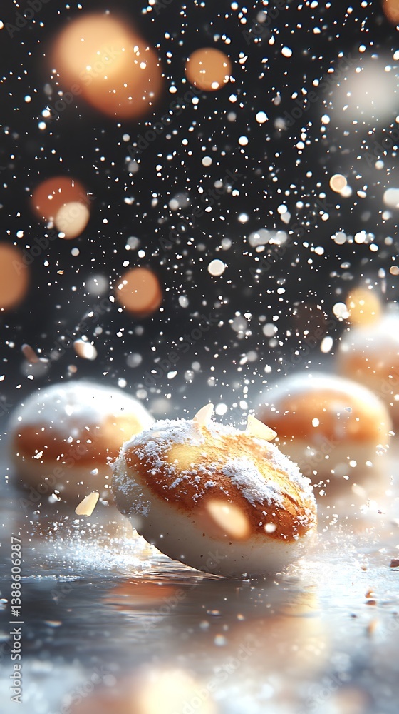 Sweet treats in motion, festive bokeh Sweet treats in motion, festive bokeh