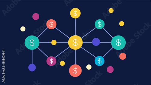 Pattern Recognition An abstract representation of a neural network with nodes highlighting different spending patterns with some nodes glowing to signify flagged transactions.
