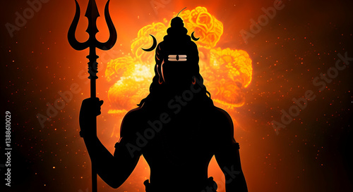 Divine Lord Shiva Digital Artwork .Shiva God of Destruction and Creation Hindu Mythology, Mahakal Lord Shiva Hindu God ,Shiva the Adiyogi , Sacred Lord Shiva meditation Artwork , spirituality. photo