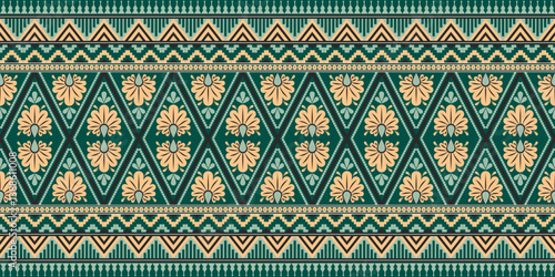 Seamless ethnic pattern made of geometric shapes design for all types of textiles and printing, fabric, clothing, embroidery, bohemian style, carpet.	