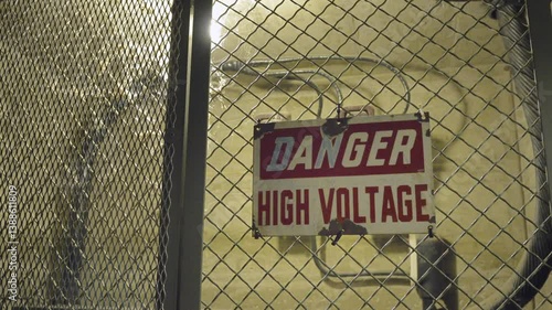 Danger High Voltage sign inside the Hoover Dam, Hoover Dam, Arizona, Nevada, USA