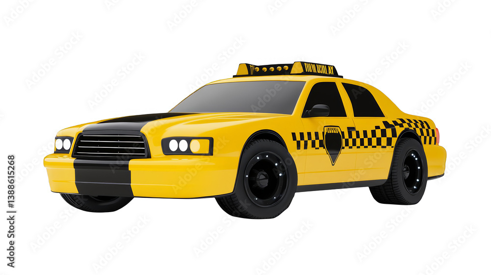 3D Illustration Of Yellow Taxi Isolated On Black Background For Transportation 3D Illustration Of Yellow Taxi Isolated On Black Background For Transportation