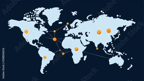 Global Connectivity A map silhouette showing connections and lines between techadvanced countries with glowing connections while other parts of the map are disconnected and dark.