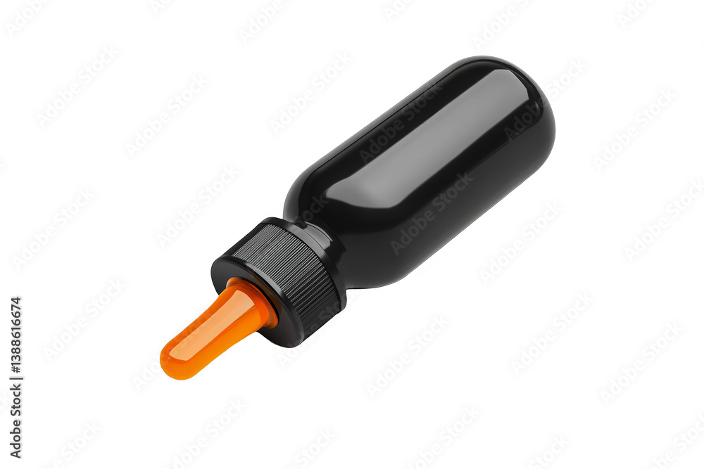 3D Render Black Dropper Bottle Isolated On Transparent Background Medicine Object 3D Render Black Dropper Bottle Isolated On Transparent Background Medicine Object
