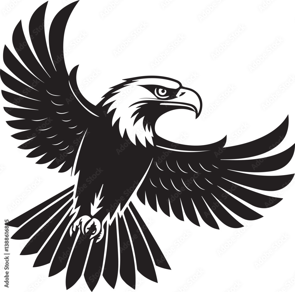 Obraz premium Eagle silhoette vector icon design with white background