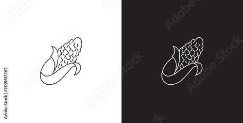 Corn vegetable line icon. Vegetable vector illustration icon. Collection of icons with editable strokes in transparent and black background.