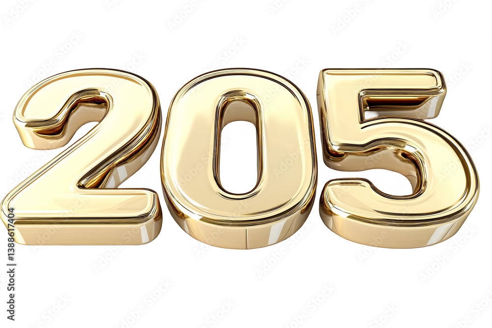 3D Illustration Of Shiny Gold 205 Number Isolated On Transparent Background 3D Illustration Of Shiny Gold 205 Number Isolated On Transparent Background