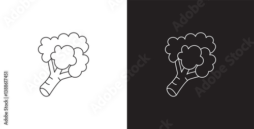 Broccoli vegetable line icon. Vegetable vector illustration icon. Collection of icons with editable strokes in transparent and black background.